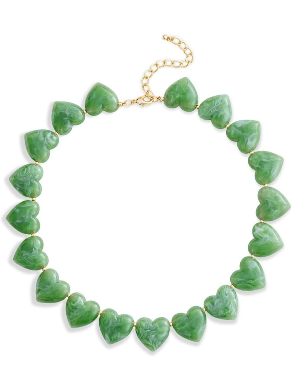 Women's Light Green Shell Resin Heart Choker Vintage Chunky Statement Jewelry
